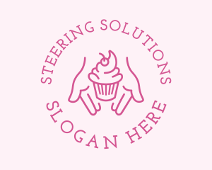 Pink Cupcake Hands logo design