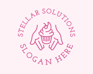 Pink Cupcake Hands logo design