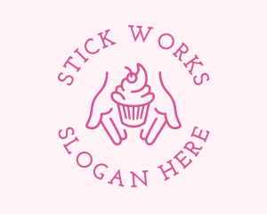 Pink Cupcake Hands logo design