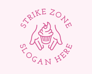 Pink Cupcake Hands logo design