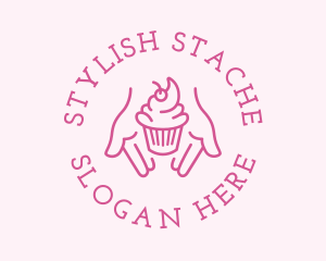 Pink Cupcake Hands logo design