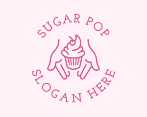 Pink Cupcake Hands logo design