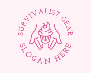 Pink Cupcake Hands logo design