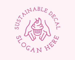 Pink Cupcake Hands logo design