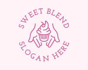 Pink Cupcake Hands logo design