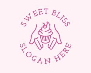 Pink Cupcake Hands logo design