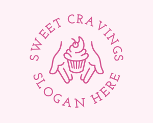 Pink Cupcake Hands logo design