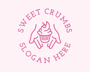 Pink Cupcake Hands logo design