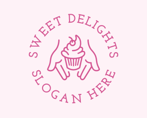 Pink Cupcake Hands logo design