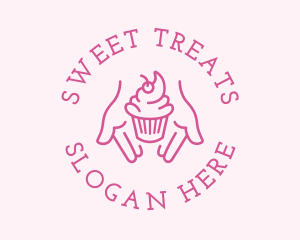 Pink Cupcake Hands logo design