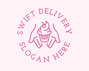 Pink Cupcake Hands logo design