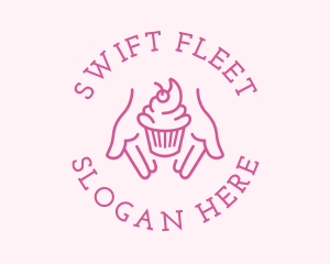 Pink Cupcake Hands logo design