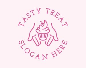 Pink Cupcake Hands logo design