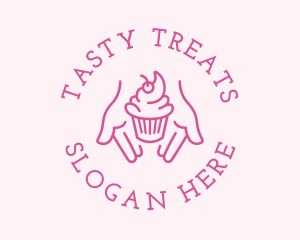 Pink Cupcake Hands logo design