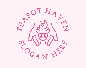 Pink Cupcake Hands logo design