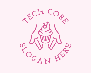 Pink Cupcake Hands logo design