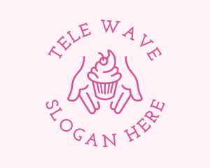 Pink Cupcake Hands logo design