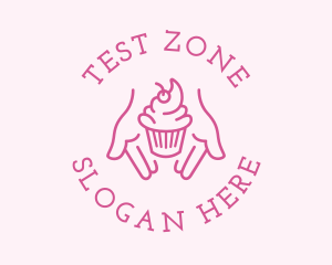 Pink Cupcake Hands logo design