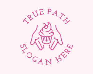 Pink Cupcake Hands logo design