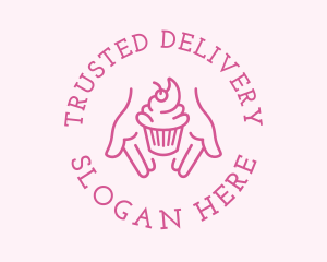 Pink Cupcake Hands logo design