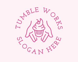 Pink Cupcake Hands logo design