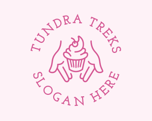 Pink Cupcake Hands logo design