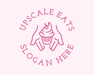 Pink Cupcake Hands logo design