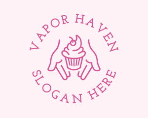 Pink Cupcake Hands logo design