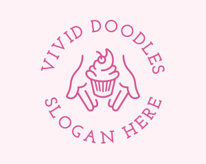 Pink Cupcake Hands logo design