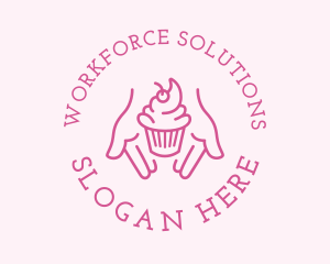 Pink Cupcake Hands logo design