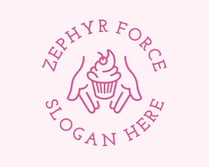 Pink Cupcake Hands logo design