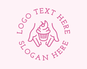 Monochrome - Pink Cupcake Hands logo design