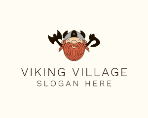 Beard Viking Warrior logo design