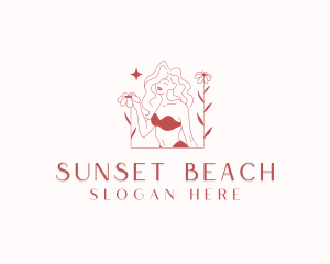 Flower Woman Bikini logo design