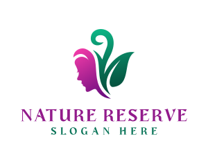 Woman Natural Leaf Spa logo design