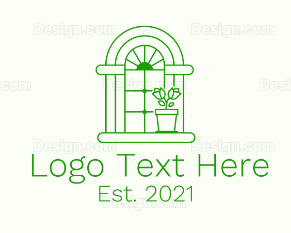 Arch Window Rose Plant Logo