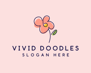 Flower Doodle Drawing logo design