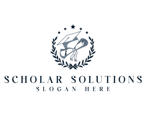 Graduation Wreath Diploma logo design