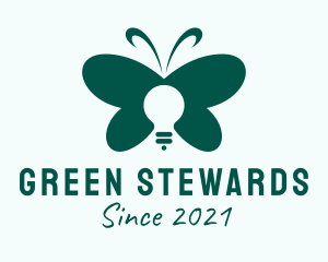 Green Butterfly Light Bulb  logo design