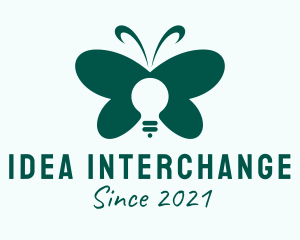 Green Butterfly Light Bulb  logo design