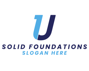 Modern Blue Letter U Logo