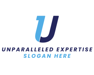 Modern Blue Letter U logo design