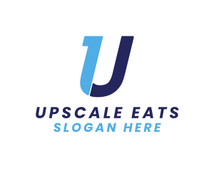 Modern Blue Letter U logo design