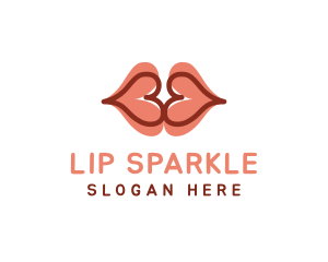 Hearts Lips Kiss logo design