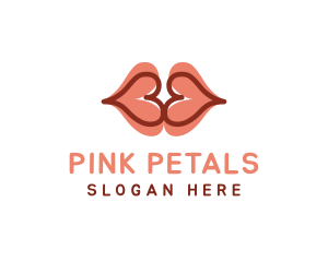 Hearts Lips Kiss logo design