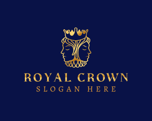 King Queen Royal Crown logo design