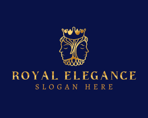 King Queen Royal Crown logo design