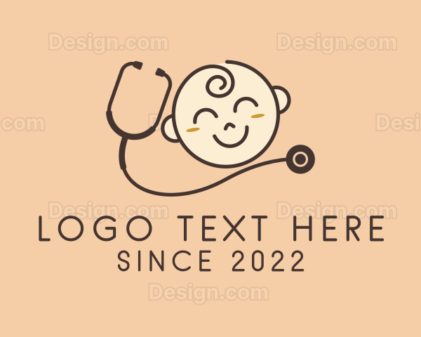 Baby Pediatrician Stethoscope Logo