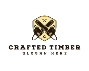 Lumberjack Chainsaw Shield logo design