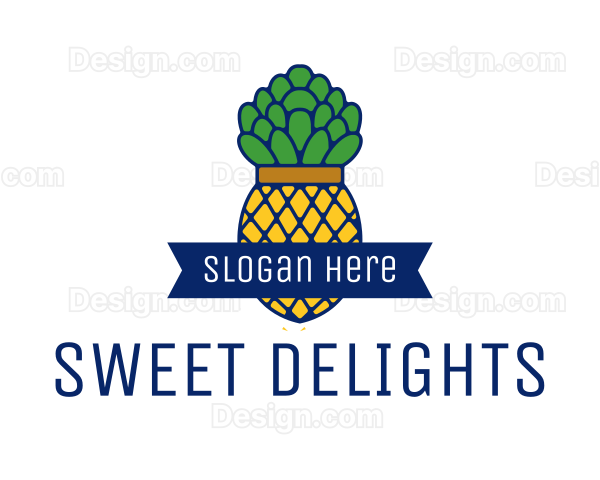 Pineapple Fruit Outline Logo